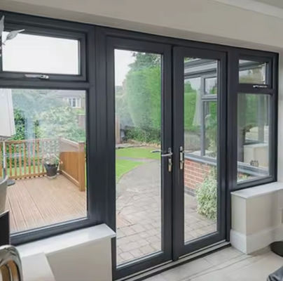 Puertas giratorias de cristal de aluminio con corte térmico, carcasa abierta, resistente a la corrosión