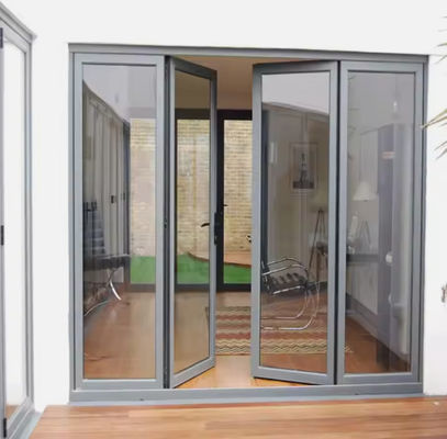 Puerta giratoria de doble casado de aluminio con diseño moderno con vidrio templado