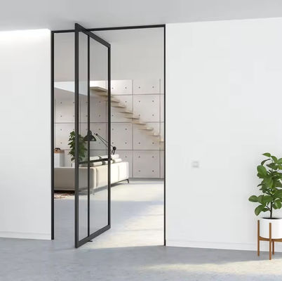 Puerta giratoria de vidrio sin marco de aleación de aluminio resistente a la corrosión fácil limpieza