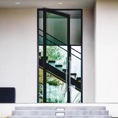 Puerta de aluminio con revestimiento en polvo de entrada de vidrio laminado