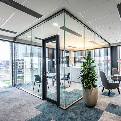 Pared divisoria de vidrio de trabajo pesado de seguridad de perfil de aluminio Pared divisoria de vidrio