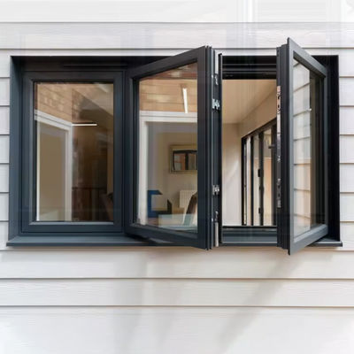 Nuevo diseño de aluminio Casement ventana oscilante con vidrio templado