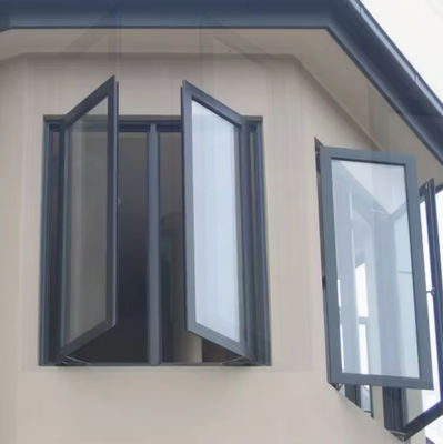 Nuevo diseño de aluminio Casement ventana oscilante con vidrio templado