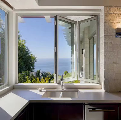 Ventana plegable de aluminio de balcón a medida ventana de vidrio plegable aislada templada