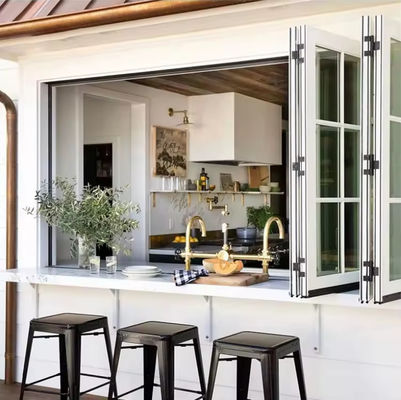 Ventana plegable de aluminio de balcón a medida ventana de vidrio plegable aislada templada