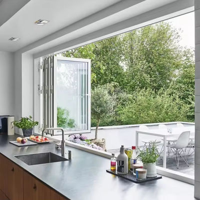 Ventana plegable de aluminio de balcón a medida ventana de vidrio plegable aislada templada