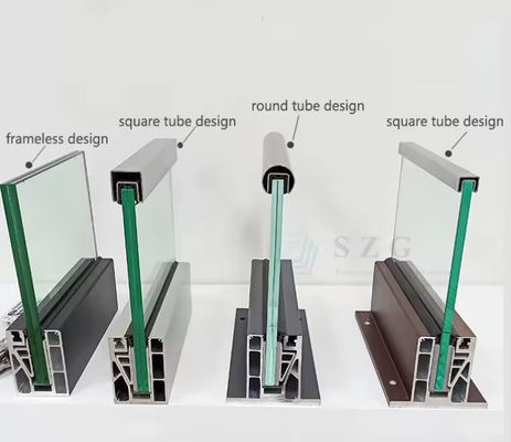 Lamel U Canal de vidrio Balaustrada Instalación montada en la parte superior con vidrio laminado