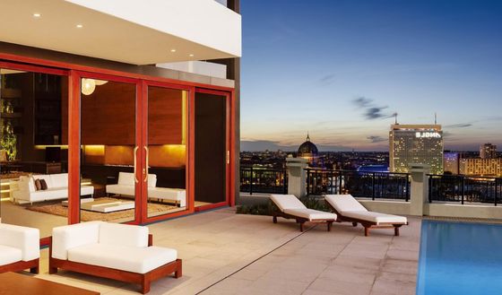 Puertas correderas de aluminio de vidrio transparente templado