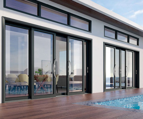 Puertas correderas de aluminio de vidrio transparente templado