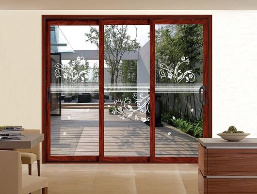Puerta corredera de perfil de aluminio robusto personalizable con vidrio templado