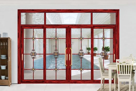 Puerta corredera de aluminio de doble vidrio Resistencia a huracanes Puerta de vidrio multi-slide