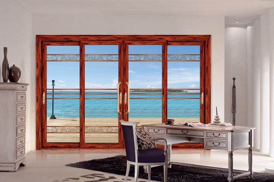 Resistencia a los tifones Puertas corredizas de aluminio de 2 mm de espesor con vidrio templado