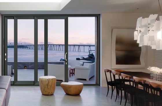 Cuadro de aluminio recubierto de polvo de puertas de patio de vidrio grande corredizo personalizado