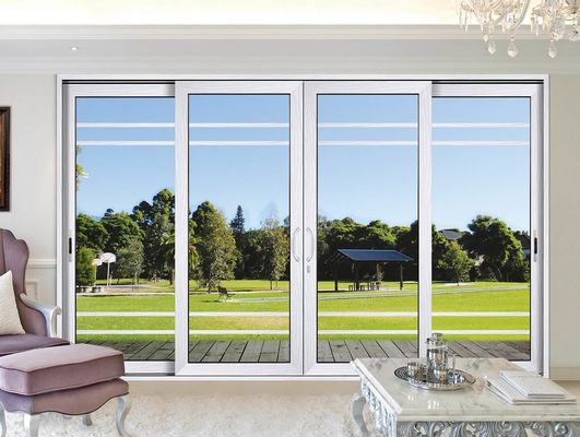 Cuadro de aluminio recubierto de polvo de puertas de patio de vidrio grande corredizo personalizado