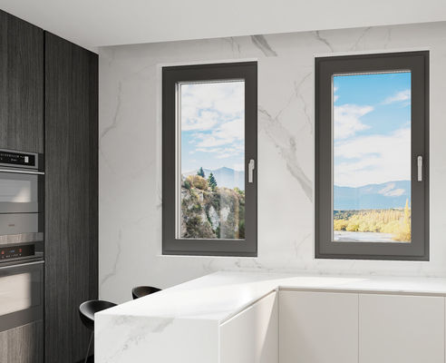 SZG Casement Ventana giratoria de aluminio abierta con hardware de acero inoxidable