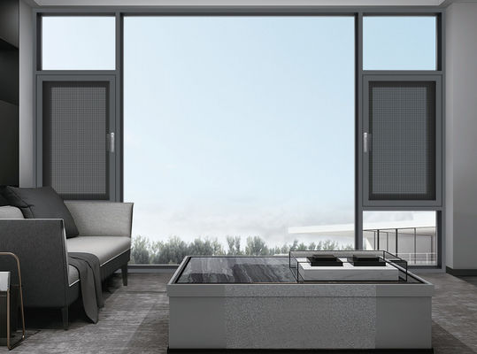 Ahorro de energía Ventana giratoria de aluminio Vidrio templado Ventana de cascada exterior