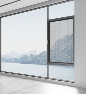 Ventanas giratorias de aluminio gris con alta ventilación Casement Ventanas abiertas hacia afuera