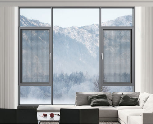 Ventanas giratorias de aluminio gris con alta ventilación Casement Ventanas abiertas hacia afuera