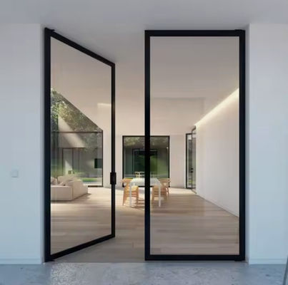 Puerta giratoria de aluminio de marco fino laminada Puerta giratoria de aluminio de vidrio templado