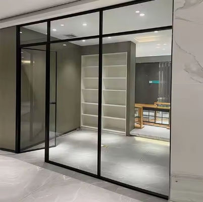 Puerta giratoria de aluminio de marco fino laminada Puerta giratoria de aluminio de vidrio templado