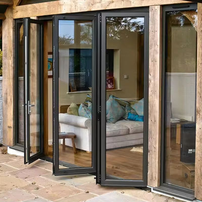 Puertas plegables de aluminio ecológicas Puertas plegables de patio de oficina de descanso térmico