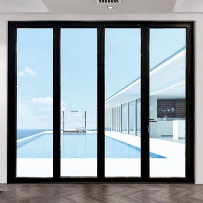 Casa personalizable Puerta plegable de aluminio vidrio laminado con mango cerrable
