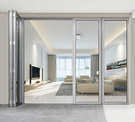 Puertas de patio plegables de aluminio de vidrio aislado Puertas dobladas de aluminio personalizadas Blanco