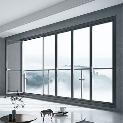 Puertas dobles de aluminio gris suave y personalizada Resistencia a huracanes