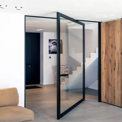 Puerta giratoria de vidrio sin marco de aleación de aluminio resistente a la corrosión fácil limpieza