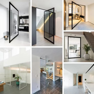 Puerta giratoria de vidrio sin marco de aleación de aluminio resistente a la corrosión fácil limpieza