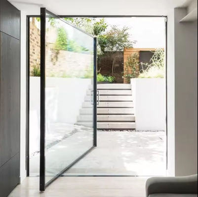 Puerta de aluminio con revestimiento en polvo de entrada de vidrio laminado