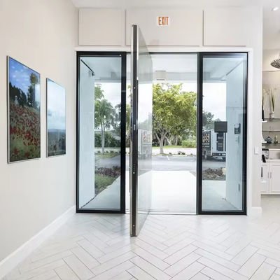 Puerta de aluminio con revestimiento en polvo de entrada de vidrio laminado