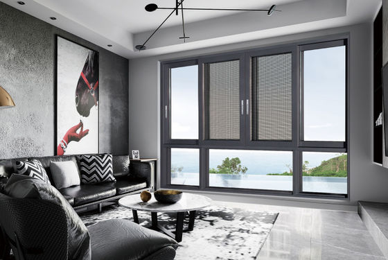 Ventanas de aluminio de bloqueo de múltiples puntos con protector contra insectos y vidrio aislado