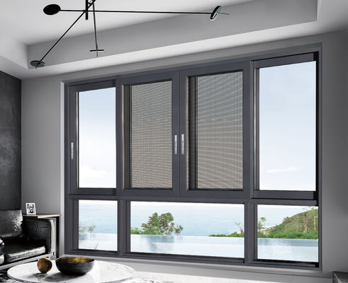 Ventanas de aluminio de bloqueo de múltiples puntos con protector contra insectos y vidrio aislado