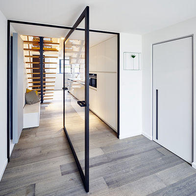 Puertas delanteras de diseño moderno de aluminio con pivote Resistencia al mantenimiento comercial