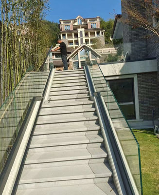 Balaustrada de balcón de vidrio exterior con aluminio en forma de U
