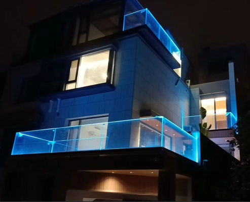 Barandillas de vidrio de aluminio exterior ligero con luz LED