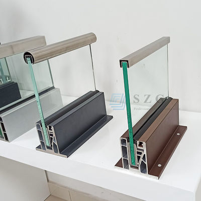 LED luz barandilla de vidrio de aluminio modernos diseños de barandilla sin marco vidrio templado barandilla de balcón exterior