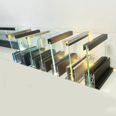 12 mm Escalera sin marco de vidrio Balcón barandilla canal U con luz LED