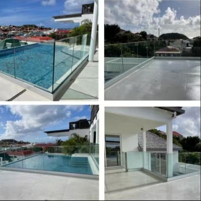 Barandillas de vidrio laminado de color LED para patios