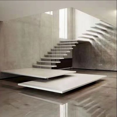 Escalera flotante moderna para interiores o exteriores con barandillas y pisos personalizados para edificios comerciales