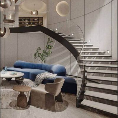 Escalera flotante moderna para interiores o exteriores con barandillas y pisos personalizados para edificios comerciales