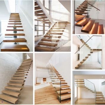 Escalera flotante moderna para interiores o exteriores con barandillas y pisos personalizados para edificios comerciales