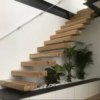 Villa/Departamento Escalera decorativa de interior con subir abierto Escalera de vidrio flotante de madera