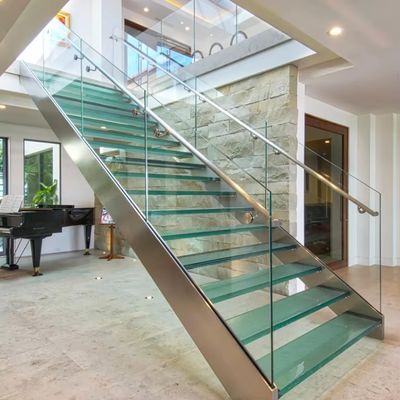 Formas personalizadas Diseño de escaleras flotantes con barandilla de vidrio 10 mm Selecciones de espesor de vidrio