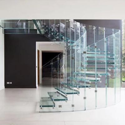 Formas personalizadas Diseño de escaleras flotantes con barandilla de vidrio 10 mm Selecciones de espesor de vidrio