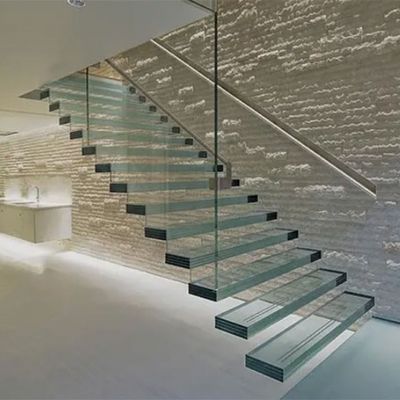 Formas personalizadas Diseño de escaleras flotantes con barandilla de vidrio 10 mm Selecciones de espesor de vidrio
