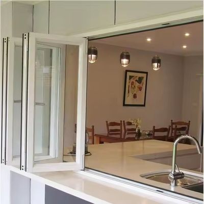 1Ventanas plegables de aluminio de.5 mm de larga duración con patrón de plegado horizontal y acabado de marco anodizado