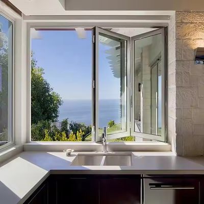 1Ventanas plegables de aluminio de.5 mm de larga duración con patrón de plegado horizontal y acabado de marco anodizado