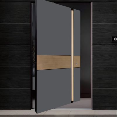 Puerta de entrada de aleación de aluminio con pernoctación personalizada Puerta giratoria de vidrio de trabajo pesado